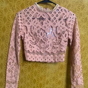 Patterned Lace Crop Top